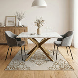 Elegant Beige Ornate Floral Medallion Rug