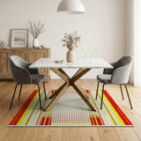 Vibrant Red Yellow Geometric Stripe Dot Area Rug