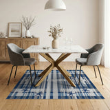 Navy Starfish Plaid Coastal Area Rug