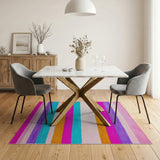 Vibrant Multi-Color Striped Shag Area Rug