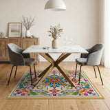 Vibrant Multi-Color Persian Floral Medallion Rug