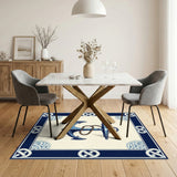 Nautical Blue Anchor Coastal Area Rug