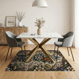 Vintage Floral Peony Iris Area Rug