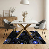 Blue and Teal Geometric Modern Blue Starburst Geometric Area Rug