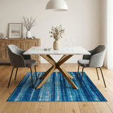 Wavy Blue Teal Stripe Area Rug