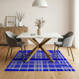 Blue and Teal Modern Blue Geometric Line Area Rug