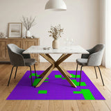 Purple Rug with Bold Green Geometric Blocks