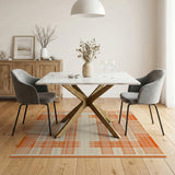 Bold Orange Grid Plaid Area Rug