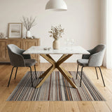 Beige Grey Horizontal Striped Woven Area Rug