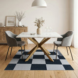 Black White Checkerboard Geometric Area Rug