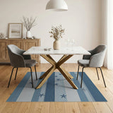 Coastal Beach Blue and Teal Coastal Blue Starfish Striped Area Rug