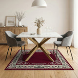 Ornate Traditional Persian Ornate Red Floral Border Area Rug