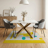 Yellow Vibrant Yellow Geometric Abstract Area Rug
