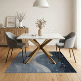 Starry Night Abstract Blue Wave Area Rug