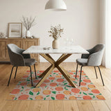 Orange Peach Orchard Fruit Pattern Area Rug