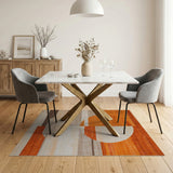 Orange Geometric Sun Abstract Area Rug