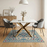 Teal Pink Persian Medallion Area Rug