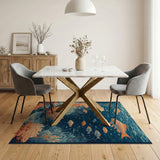 Washable Blue Ocean Coral Reef & Fish Area Rug