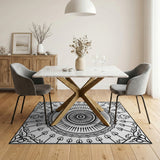 Black and White Intricate Black White Mandala Persian Area Rug