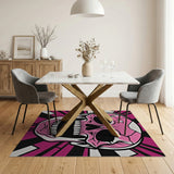 Bold Pink Cracked Skull Area Rug