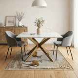 Beige Woodland Deer Forest Area Rug