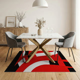 Geometric Modern Bold Red Geometric Abstract Area Rug