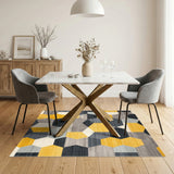 Geometric Modern Yellow Hexagon Geometric Area Rug
