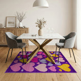 Multi-color and Patterns Playful Multi-Color Hearts Area Rug