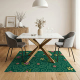 Emerald Green Floral Swirl Area Rug