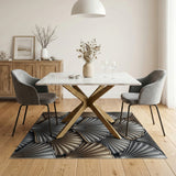 Gold Silver Scallop Shell Area Rug
