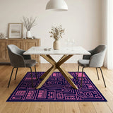 Pink Geometric Maze Racetrack Area Rug
