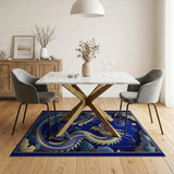 Imperial Blue Dragon Papercut Area Rug
