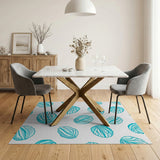 Teal Cabbage Leaf Pattern Area Rug