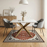 Red Red Medallion Traditional Persian Area Rug