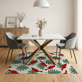 Red Cardinals on Fir Branches Area Rug