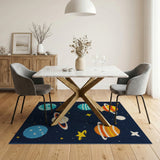 Whimsical Space Planets Kids Area Rug