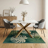 Variegated Monstera Leaf Green Area Rug