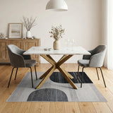 Black and White Abstract Black White Geometric Area Rug