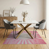 Vibrant Pink Sunburst Geometric Area Rug