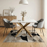 Black White Overlapping Circles Geometric Rug