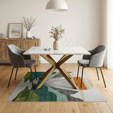 Geometric Sunset Mountains and River Area Rug