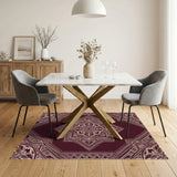Red Deep Red Persian Medallion Area Rug