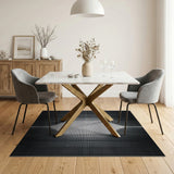 Black White Halftone Diamond Area Rug