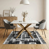Geometric Modern Piano Keys Black White Geometric Area Rug