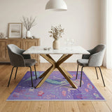 Whimsical Purple Mermaid Kids Area Rug