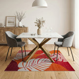 Vibrant Monstera Leaves Abstract Area Rug