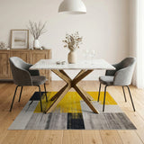 Bold Yellow Grey Geometric Modern Rug