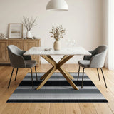 Black and White Geometric Modern Bold Black White Striped Geometric Rug