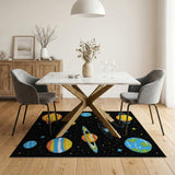 Multi-color and Patterns Retro Pixel Space Planets Area Rug