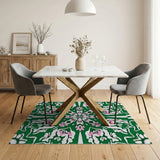Vibrant Green Pink Floral Mandala Area Rug
